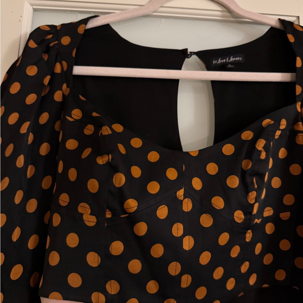 For Love & Lemons Polka Dot Balloon Sleeve Top - Picture 2 of 5
